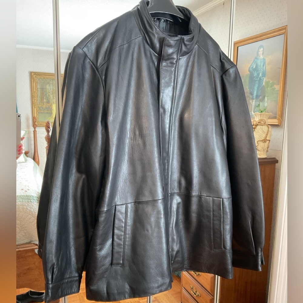 KIRKLAND SIGNATURE MENS SOFT BLACK LEATHER JACKET, XXLARGE - Picture 2 of 16